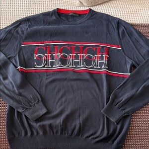 Carolina Herrera Navy Crewneck Sweater with Red Trim